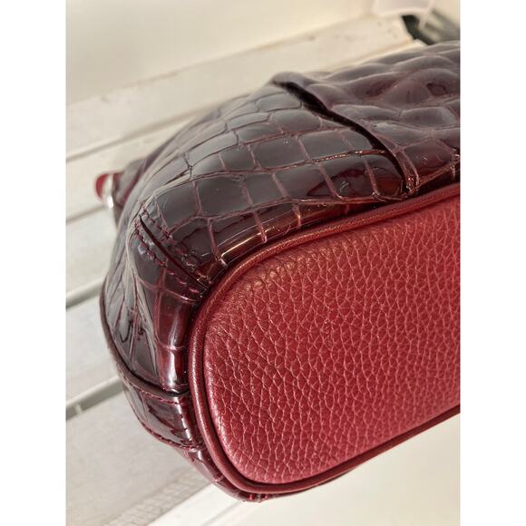 BRIGHTON D834506 RED PATTON LEATHER ANIMAL PRINT SHOULDERBAG - Picture 11 of 16